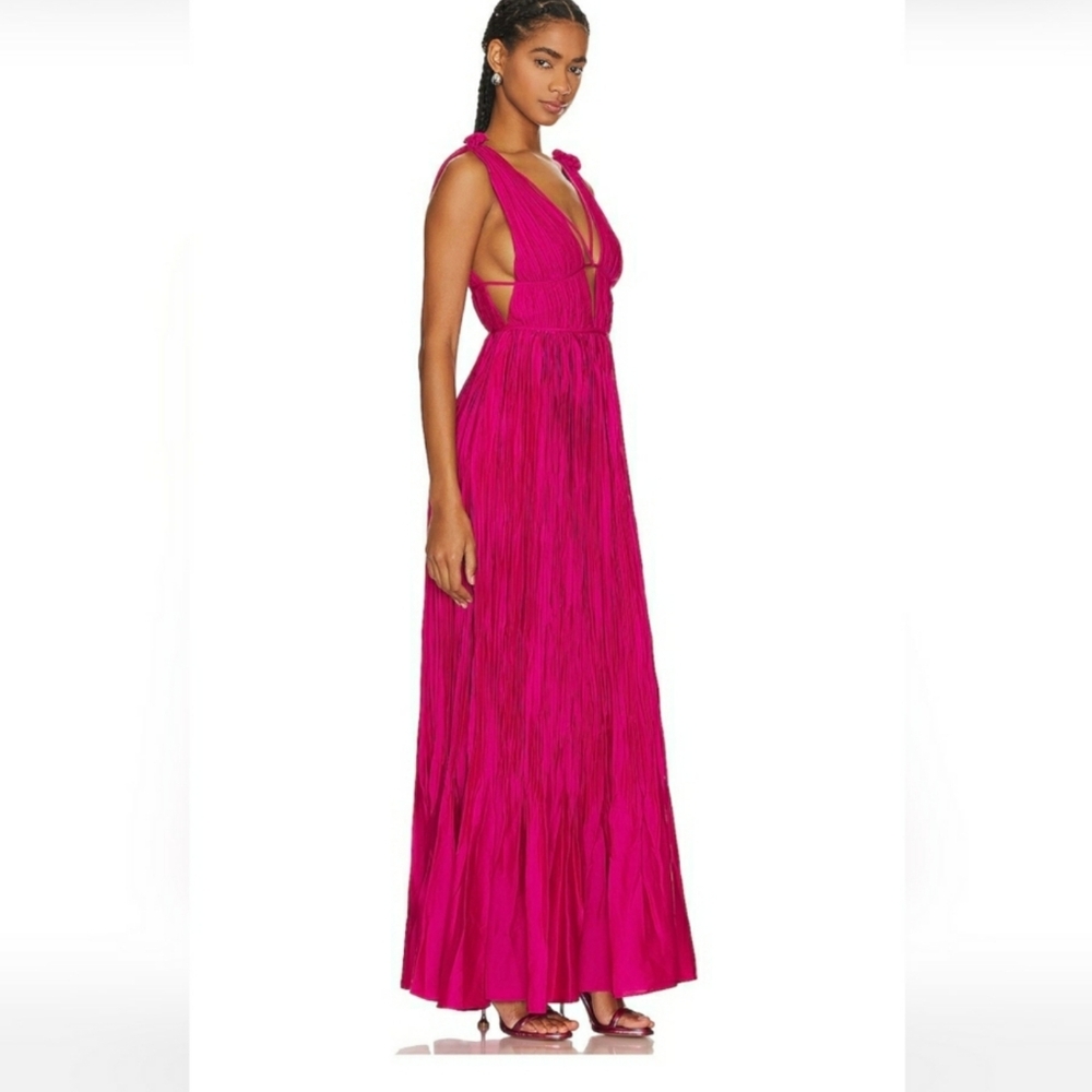 Simkhai Ostrara Plisse Gown - Magenta Silk